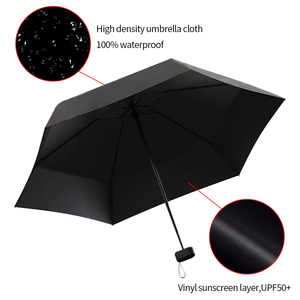 Paraguas Ultra Ligero Mini de Bolsillo, 5 Pliegues, Pequeño, Portátil, con Protección Solar UPF 50, Compacto, para Mujeres y Niñas - Product Image 6