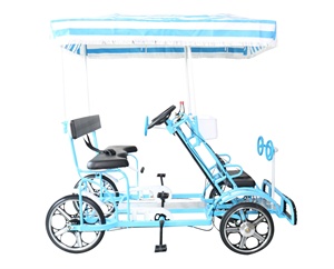 Bicicleta Tándem de Dos Plazas de Color Rojo, Cuatriciclo Surrey de Cuatro Ruedas con Asiento para Niños para Turismo y Visitas Turísticas - Product Image 2