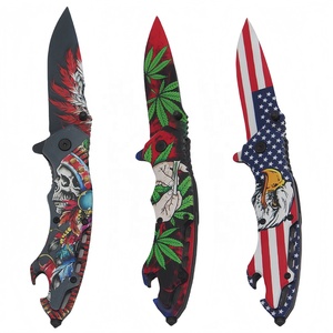 Cuchillo de bolsillo plegable de supervivencia táctica de hoja de acero inoxidable con impresión 3D personalizada con abrebotellas - Product Image 3