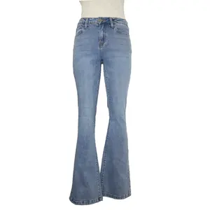 Pantaloni classici da donna FINLEY jeans a zampa d'elefante a vita alta con lavaggio leggero