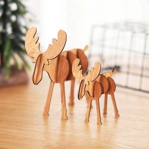 ของตกแต่งคริสต์มาสใหม่ งานฝีมือไม้รูปกวาง DIY ของขวัญสร้างสรรค์สำหรับเด็ก และของตกแต่งประกอบตั้งโต๊ะ - Product Image 1