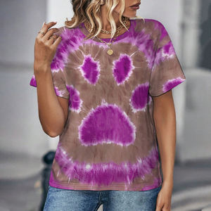 Sommer Frauen Katze Fußabdruck Rundhals <span class=keywords><strong>T</strong></span>-<span class=keywords><strong>Shirt</strong></span> Kurzarm Benutzer definierte <span class=keywords><strong>T</strong></span>-<span class=keywords><strong>Shirt</strong></span> Streetwear Frauen <span class=keywords><strong>Top</strong></span> Vintage <span class=keywords><strong>T</strong></span>-<span class=keywords><strong>Shirt</strong></span> Frauen - Product Image 4