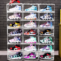 Boîte de présentation de baskets empilables pour hommes et femmes, boîte à chaussures avec couvercle, boîte de rangement en acrylique pour chaussures de placard