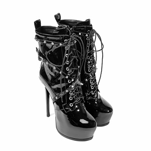 taglie 46 Sexy tacco alto con plateau stivali da donna con plateau gotico rivetto da donna alla moda stivali alla caviglia Punk - Product Image 2
