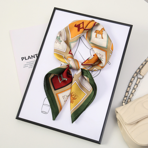 Foulard carré en soie imprimé sur mesure de haute qualité pour femme, bandeau de luxe, foulard multifonctionnel quatre saisons, souvenirs de cérémonie - Product Image 4