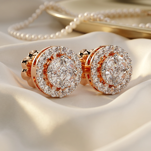 Marquise Cluster Halo <b>Diamond</b> Stud <b>Earrings</b> – 1.5ctw CVD Lab <b>Diamond</b> 10K 14K 18K Solid Rose Gold Screw Back Studs - Product Image 1
