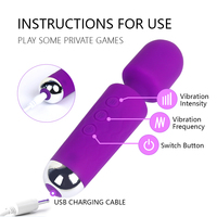 Mini vibromasseur USB puissant pour femme, baguette AV pour stimulation clitoridienne, produits érotiques avec massage vibrant du clitoris