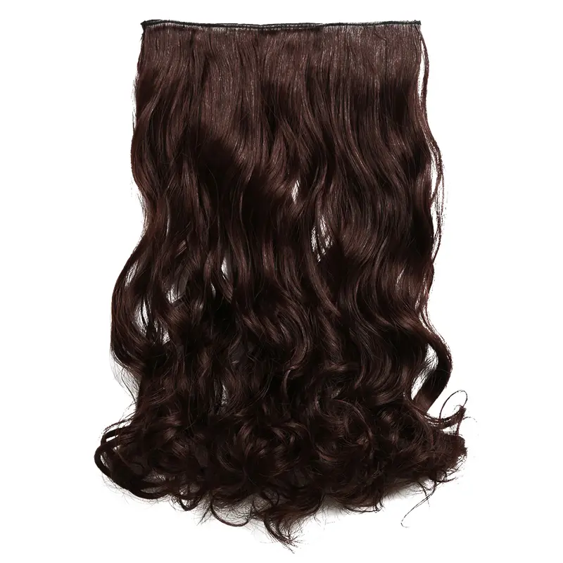 Lindalhair - Extensões de cabelo sintético para mulheres, 5 grampos de cabelo, cabelo encaracolado de cabeça inteira, castanho chocolate