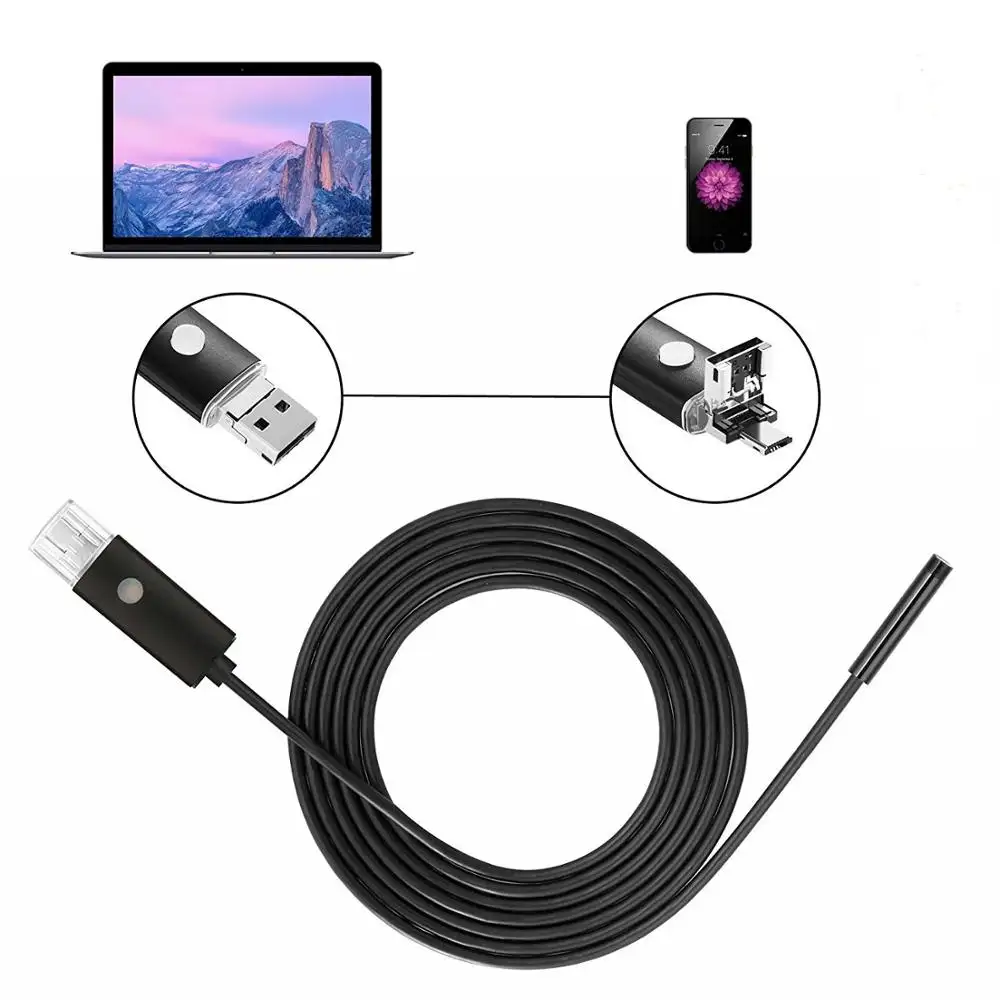 8mm 2 in 1 type endoscope camera AN99 android friendly using endoscope Adjustable focus waterproof industrial usb endoscope