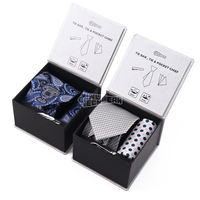 Cravate et pince à cravate en soie paisley de luxe pour hommes coffret cadeau carré à fermeture magnétique rigide formel avec logo personnalisé