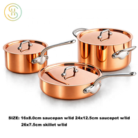 Batterie de cuisine OEM à trois plis plaquée cuivre ensemble de 6 pièces de casseroles pour la cuisine domestique