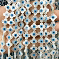 Prix de gros Qianjian, directement de l'usine, pierres précieuses en agate noire, turquoise bleue, coquille blanche, yeux blancs de 8 mm avec trou