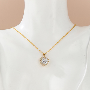 Wholesale Customizable 18K Gold Copper <strong>Micro</strong>-Inlaid Zircon Heart-Shape Pendant Necklace Link Chain for Parties <strong>Source</strong> Factory - Product Image 3