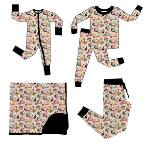 Personalizado bambú mamá y yo trajes mujeres Jogger pantalón niños pijamas Zippy bebé manta perro manchado bambú familia juego trajes - Product Image 5