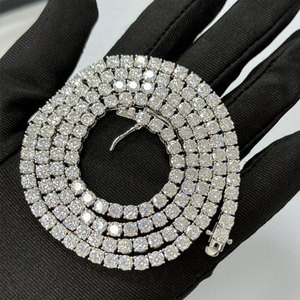Cheapest Price Hip Hop Moissanite Necklace 925 Sterling <b>Silver</b> Iced Out 2mm 3mm 4mm Moissanite Tennis Chain Necklace - Product Image 2