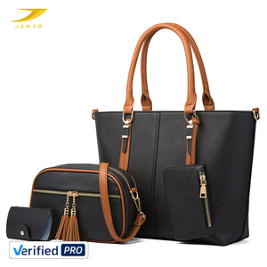 Ensemble de sacs fourre-tout en <span class=keywords><strong>cuir</strong></span> bicolore sur mesure, 4 pièces avec pompon, sacs fourre-tout polyvalents de haute qualité, pour les voyages et l'usage quotidien, pour femmes - Product Image 1