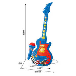 Blue Kids Karaoke Singing Machine Kit de guitarra eléctrica barata con micrófono Juego de simulación y juguetes preescolares para niños - Product Image 4
