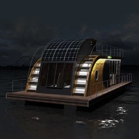 Kit de ponton de maison de bateau préfabriquée, coque flottante en Aluminium, bateau de luxe mobile