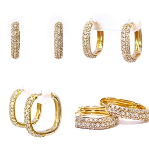 Pendientes de Aro de Oro de 14K Personalizados de Tianyu Gems, Corte Brillante Redondo, Diamante de Laboratorio con Engaste Completo, Lujosos para Mujer - Product Image 3