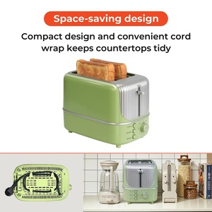 2 Slice Electric <b>Toaster</b> Ribbed Bread Maker Stainless Steel Housing Mechanical Timer Removable Crumb Tray for Home Hotel - Product Image 6