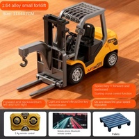 Mini camion de chantier RC 1/64 en métal avec remorque, camion à benne basculante télécommandé, excavatrice électrique, chariot élévateur