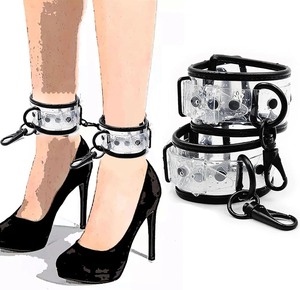 Dongkai Menottes pour chevilles Ensembles de <span class=keywords><strong>bondage</strong></span> Ensemble de <span class=keywords><strong>bondage</strong></span> BDSM Contraintes pour les mains et les chevilles en <span class=keywords><strong>PVC</strong></span> transparent Érotique Réglable - Product Image 3