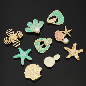 Boucles en métal en forme de coquillage et d'étoile de mer, plaquées or vert, connecteurs décoratifs pour maillots de bain, boucle à ardillon de forme irrégulière - Product Image 2