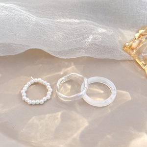 Cincin mutiara akrilik wanita, desain kreatif 2025 mode perhiasan Set cincin Resin untuk wanita dan anak perempuan - Product Image 3