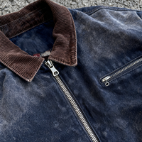 Veste bomber en toile de coton pour homme, style streetwear, personnalisée, lourde, vintage, délavée au soleil, fermeture éclair