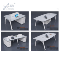 Poste de travail modulaire moderne pour 2 personnes avec cloison de bureau et bureau en verre