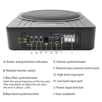 Subwoofer para Auto de 1200W y 10 Pulgadas, Ultra Delgado, Activo, Bajo Asiento, 12V, Sistema de Altavoces con Amplificador de Audio para Auto de Alta Potencia