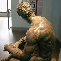 Statue grandeur nature en bronze Art déco pour extérieur Figure grecque Boxer au repos Sculpture avec moulage et impression offset à vendre