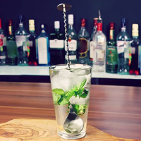 Cuillère à tête plate en acier inoxydable Cocktail remuant cuillère à spirale cuillère à boire pour accessoires de Bar Kit de barman