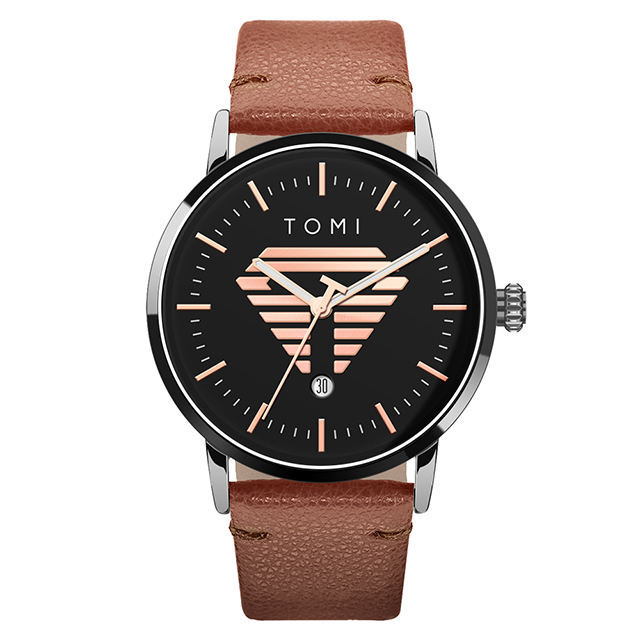 TOMI T042 High Quality Quartz Watch Leather Strap Round Dial