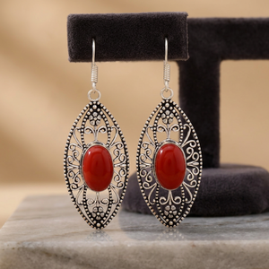Boucles d'oreilles en laiton faites à la main avec pierres précieuses, plaquées rhodium, style corail, tendance, unisexe - Product Image 2