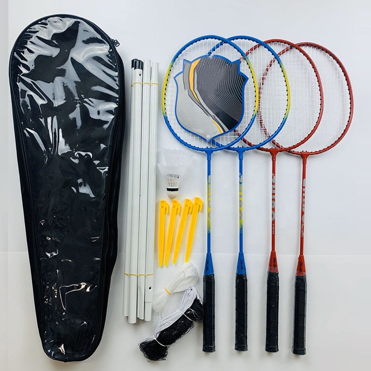 Набор для игры в бадминтон 4 плеер ракетки Волан палки сетчатый мешок