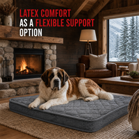 Matelas orthopédique pour chien en latex confortable, gris, matelassé, avec housse imperméable pour chalets et maisons
