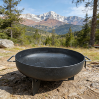 Table de foyer autoportante en fonte robuste, écologique, avec revêtement en poudre, style classique, pour terrasse extérieure et camping