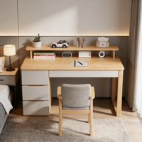Bureau d'ordinateur moderne et simple en bois d'hévéa, multifonctionnel, pour salon, avec couleurs assorties, pliable, sans installation, idéal pour appartement