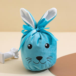 Cadeaux et Faveurs de Pâques : Sachets <span class=keywords><strong>en</strong></span> Peluche Colorés à Cordon Coulissant, Sacs à Bonbons Festifs Lapin de Pâques - Product Image 4