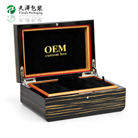 Boîte à montres en bois plaqué rayé personnalisée pour emballage cadeau de marque de montres de luxe, logo personnalisé, étui de présentation pour plusieurs montres