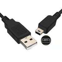 0.5M-5M USB 2.0 Male Ke 5pin Mini USB Pengisian Kabel Data Kabel untuk Go Pro PS3 Controller MP3 Pemain Dash Kamera GPS PVC Hitam