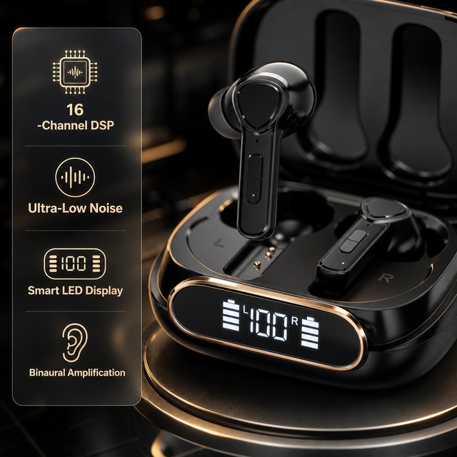 OEM Personal Sound Amplification Products TWS Earbuds Noise Reduction Rechargeable Case 16-Channel Smart Audio Assist Devices