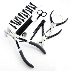 Hair Extension Tool Kits Commercial Use Steel Black Keratin Bond Cutter Microbead <b>Crimping</b> Tape Plier Section Clip Hair Hook - Product Image 1