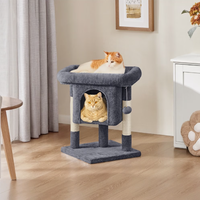 Arbre à chat, griffoir et condo intégrés, maison pour chat en peluche gris foncé et sisal, perchoir compact pour affûter les griffes