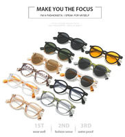 Cadre rond rétro mètre clou plat miroir femme ins mode anti lumière bleue monture de lunettes pour femmes