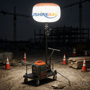 ไฟบอลลูน LED เคลื่อนที่ 1000W พร้อมรถเข็นล้อเลื่อน ไฟส่องสว่าง 360 องศา ปราศจากแสงสะท้อน สำหรับไซต์ก่อสร้าง ฉุกเฉิน ภายนอกอาคาร และใช้งานชั่วคราว - Product Image 4
