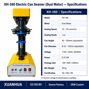 Máquina Selladora de Latas Automática OEM, Motor Dual de 370W, Selladora Eléctrica de Latas, Altura Ajustable de 40-200mm, para la Industria Alimentaria y Química - Product Image 2