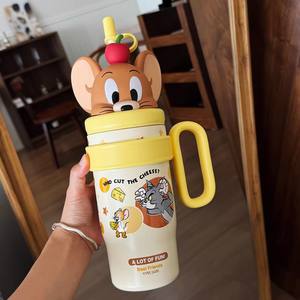 Botella de agua aislada Tom y Jerry de 500 ml con pajita, vaso de viaje para todas las edades - Product Image 3