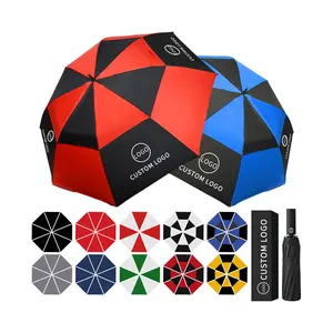 Portátil a prueba de viento personalizar luz sombrilla lluvia Uv automático logotipo personalizado Golf paraguas sol plegable paraguas con linterna